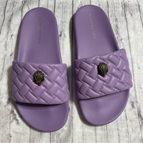 Kurt Geiger London Meena Eagle Slide Sandal in Light/Pastel Purple - Picture 2 of 7